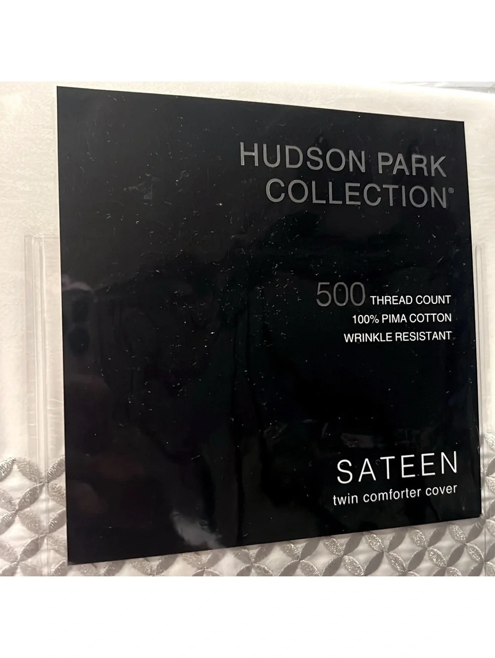 Hudson Park Collection 500TC Embroidered Geo Duvet Cover Twin Pima Cotton $340